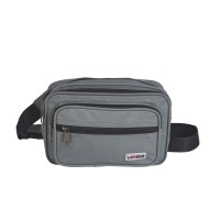 Lorenz Polyester Structured Twin Top Zip Bumbag with 2 Front Zip Pockets & Rear Zip Pocket